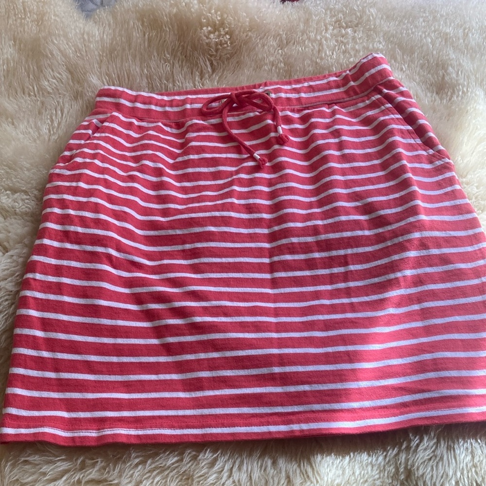 Joules Pink and White Striped Mini Skirt